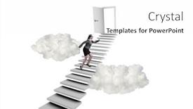  Presentation with upstairs - Presentation theme featuring concept-of-stairs-leading-upstairs background and a white colored foreground
