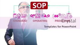  Presentation with concept - PPT theme enhanced with concept-of-standard-operating-procedure background and a  colored foreground