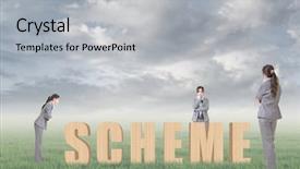  Presentation with strategy plan - Audience pleasing theme consisting of concept of strategy plan idea etc with 3d wooden text and businesswoman under copyspace sky the asian woman is the same one backdrop and a light gray colored foreground