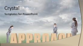  Presentation with strategy plan - Audience pleasing slides consisting of concept of strategy plan idea etc with 3d wooden text and businesswoman under copyspace sky the asian woman is the same one backdrop and a light gray colored foreground