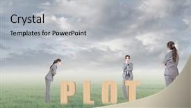  Presentation with strategy plan - Amazing theme having concept of strategy plan idea etc with 3d wooden text and businesswoman under copyspace sky the asian woman is the same one backdrop and a light gray colored foreground