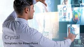  Presentation with video - Presentation consisting of concept-of-streaming-video background and a light blue colored foreground