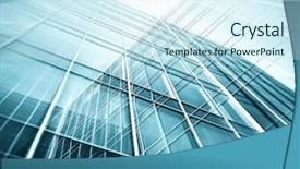  Presentation with high rise building - Cool new slide deck with concept of successful industrial architecture backdrop and a cool aqua colored foreground