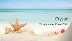  Presentation with starfish - PPT theme featuring concept of summer beach background and a sky blue colored foreground