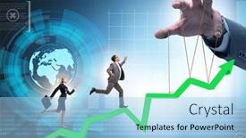  Presentation with supporting - Presentation theme consisting of concept-of-supporting-economic-growth background and a light blue colored foreground