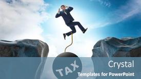  Presentation with burden - Presentation design featuring concept-of-tax-burden background and a teal colored foreground