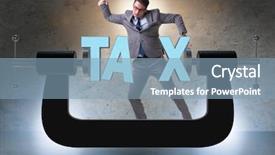  Presentation with burden - Colorful slides enhanced with concept of tax payments burden backdrop and a light blue colored foreground