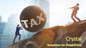  Presentation with burden - PPT layouts consisting of concept of tax payments burden background and a tawny brown colored foreground