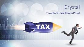  Presentation with rocket - Slide deck consisting of concept-of-tax-with-businessman background and a sky blue colored foreground