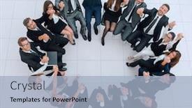  Presentation with building team - Beautiful PPT theme featuring concept-of-team-building backdrop and a light blue colored foreground