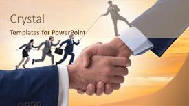  Presentation with support - PPT theme consisting of concept-of-teamwork-and-mutual background and a lemonade colored foreground