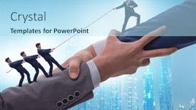  Presentation with support - Presentation theme with concept-of-teamwork-and-mutual background and a light blue colored foreground