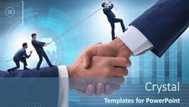  Presentation with support - Slide deck consisting of concept-of-teamwork-and-mutual background and a ocean colored foreground