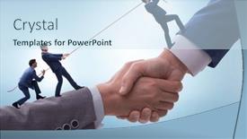  Presentation with support - PPT theme featuring concept-of-teamwork-and-mutual background and a sky blue colored foreground