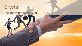  Presentation with support - PPT theme featuring concept-of-teamwork-and-mutual background and a lemonade colored foreground