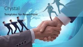  Presentation with support - Presentation theme consisting of concept-of-teamwork-and-mutual background and a light blue colored foreground