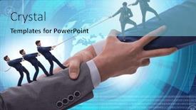  Presentation with support - PPT theme consisting of concept-of-teamwork-and-mutual background and a arctic colored foreground