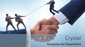  Presentation with support - PPT theme featuring concept-of-teamwork-and-mutual background and a light blue colored foreground