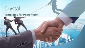  Presentation with support - Presentation design having concept-of-teamwork-and-mutual background and a cool aqua colored foreground