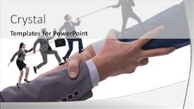  Presentation with support - Slide deck enhanced with concept-of-teamwork-and-mutual background and a light gray colored foreground