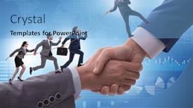  Presentation with support - Slides with concept-of-teamwork-and-mutual background and a light blue colored foreground