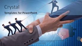  Presentation with support - Slide set consisting of concept-of-teamwork-and-mutual background and a teal colored foreground