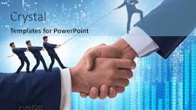  Presentation with support - Presentation consisting of concept-of-teamwork-and-mutual background and a light blue colored foreground