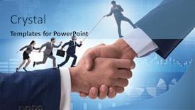  Presentation with support - Presentation consisting of concept-of-teamwork-and-mutual background and a light blue colored foreground