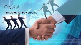  Presentation with support - PPT theme consisting of concept-of-teamwork-and-mutual background and a arctic colored foreground