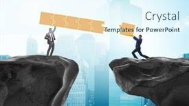  Presentation with teamwork - Presentation theme enhanced with concept-of-teamwork-with-bridge background and a sky blue colored foreground