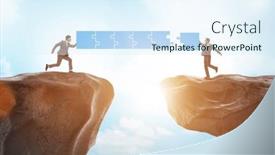  Presentation with teamwork - PPT theme having concept-of-teamwork-with-bridge background and a sky blue colored foreground