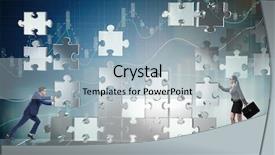  Presentation with puzzle pieces - Audience pleasing PPT layouts consisting of ideas fit together - business concept of teamwork backdrop and a  colored foreground