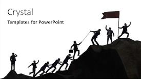  Presentation with mountain climbing - PPT theme featuring concept-of-teamwork-with-team background and a white colored foreground