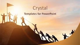  Presentation with mountain climbing - Slide set consisting of concept-of-teamwork-with-team background and a lemonade colored foreground