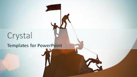  Presentation with mountain climbing - Audience pleasing presentation design consisting of concept-of-teamwork-with-team backdrop and a sky blue colored foreground