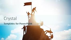  Presentation with climbing - Colorful presentation theme enhanced with concept-of-teamwork-with-team backdrop and a sky blue colored foreground