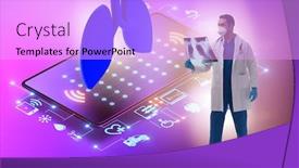  Presentation with telemedicine - Cool new PPT layouts with concept-of-telemedicine-via-internet backdrop and a lavender colored foreground