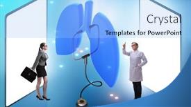  Presentation with telemedicine - Presentation design having concept-of-telemedicine-via-internet background and a light blue colored foreground