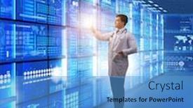  Presentation with telemedicine - PPT layouts consisting of concept of telemedicine with male doctor background and a teal colored foreground