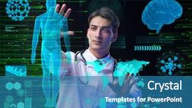  Presentation with telemedicine - Audience pleasing theme consisting of concept of telemedicine with male backdrop and a teal colored foreground