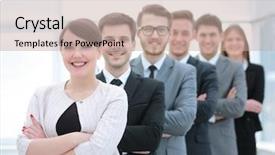  Presentation with team - Beautiful theme featuring concept of the professional team backdrop and a coral colored foreground