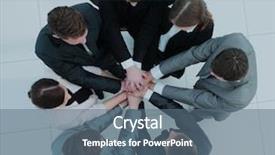  Presentation with circle - Colorful presentation theme enhanced with concept of the team standing backdrop and a ocean colored foreground