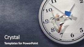  Presentation with alarm - PPT theme having one minute manager - concept of time with jumping background and a dark gray colored foreground