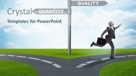  Presentation with trade - Presentation theme featuring concept-of-trade-off-between background and a sky blue colored foreground