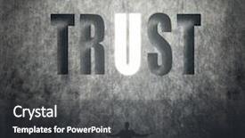  Presentation with trust - Beautiful theme featuring concept of trust belief credit etc man stand on wall with text backdrop and a dark gray colored foreground