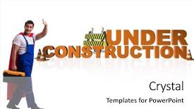  Presentation with under construction - Colorful PPT theme enhanced with concept of under construction backdrop and a white colored foreground