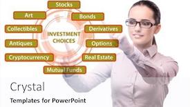  Presentation with investment - Presentation theme having concept-of-various-financial-investment background and a white colored foreground