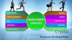  Presentation with investment - Slide deck enhanced with concept-of-various-financial-investment background and a light blue colored foreground