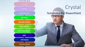  Presentation with investment - Presentation design featuring concept-of-various-financial-investment background and a sky blue colored foreground