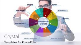  Presentation with investment - Presentation theme enhanced with concept-of-various-financial-investment background and a sky blue colored foreground
